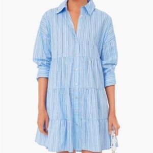 Pomander Place Blue and White Striped High Low Dress